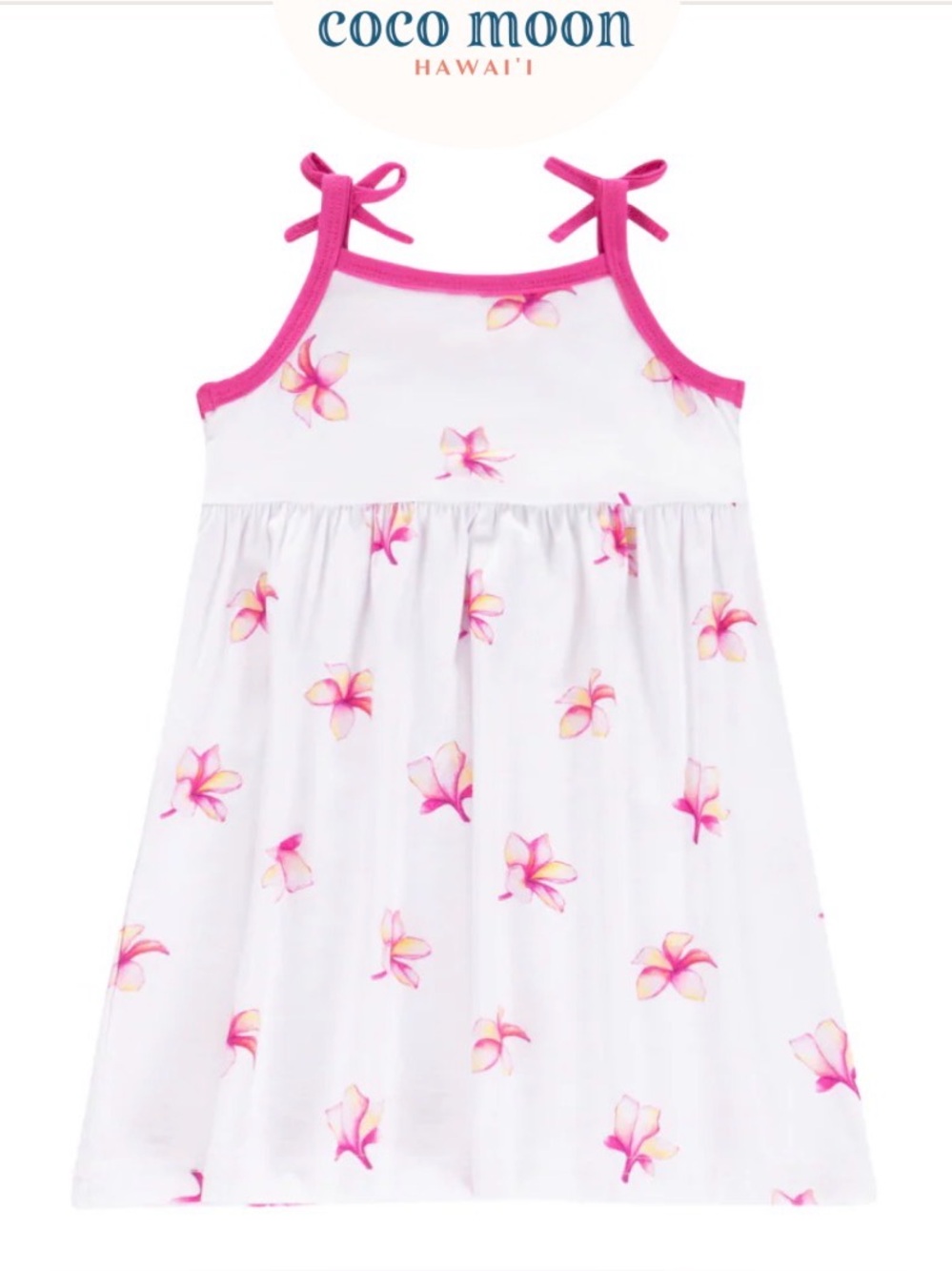 Coco Moon Hawaii White Sundress with Pink Floral Print Bamboo Blend